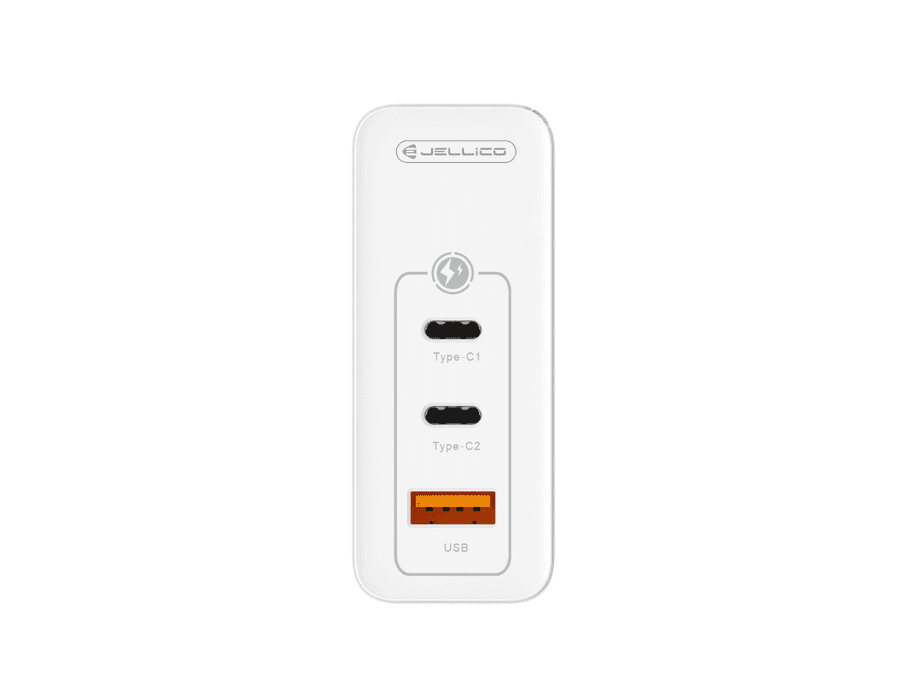 JELLICO síťová nabíječka C118 GaN PD 100W 2x USB-C + 1x USB QC3.0 bílá
