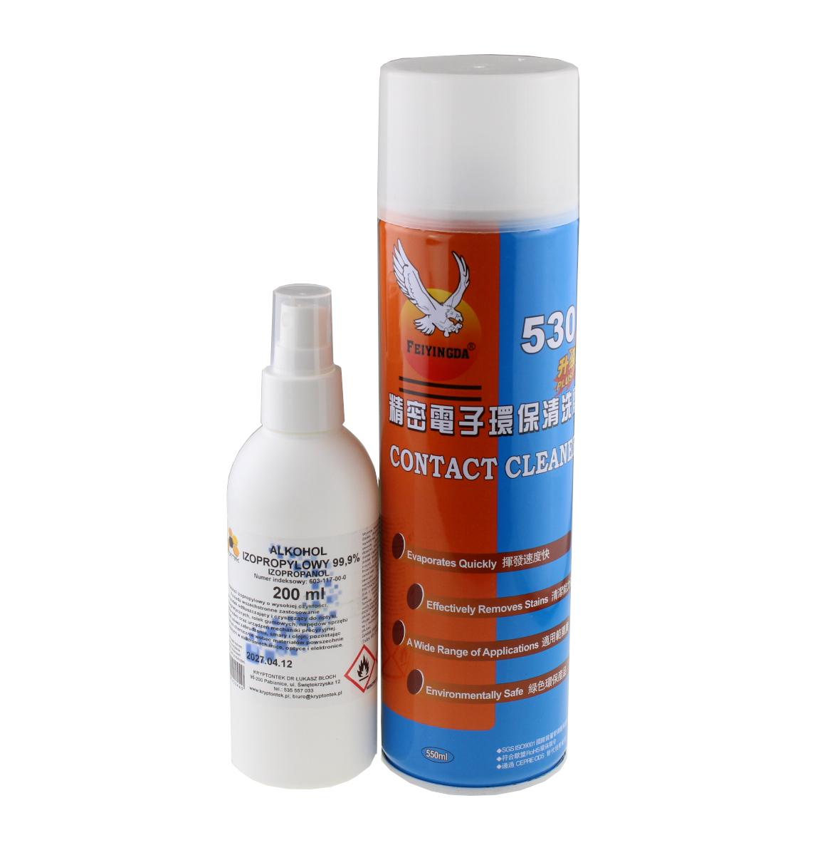 Isopropyl alcohol 99.9% 200ml with atomizer+ Spray for cleaning glue (530)