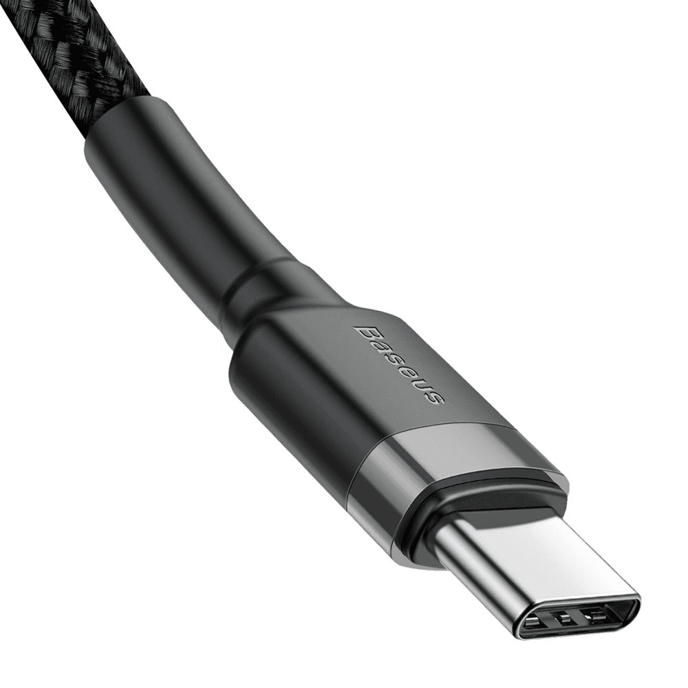 Baseus Cafule Cable wytrzymały nylonowy kabel przewód USB-C / USB-C PD2.0 60W 20V 3A QC3.0 1m czarno-szary (CATKLF-GG1)