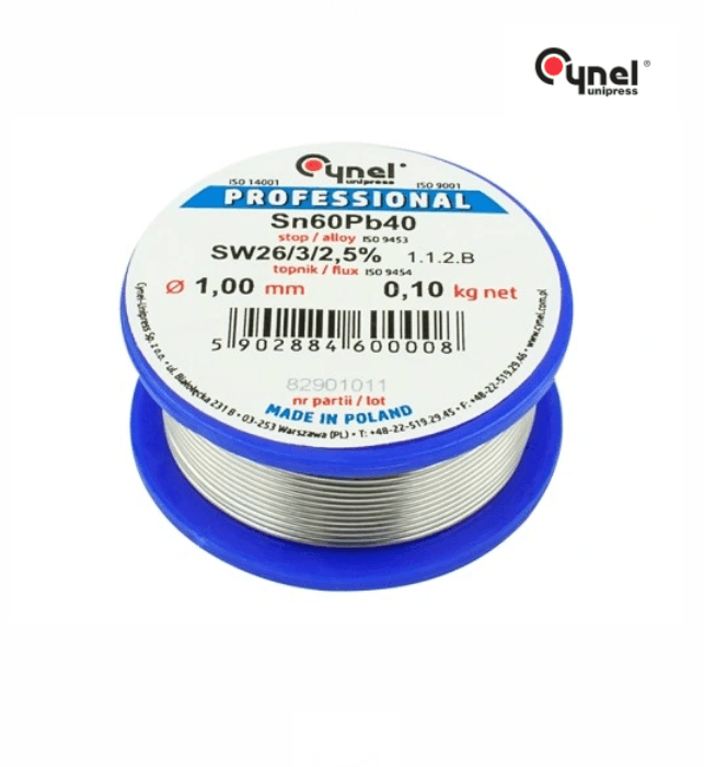 Soldering Tin / Cynel Sn60Pb40 with SW26 Flux 1mm 100g