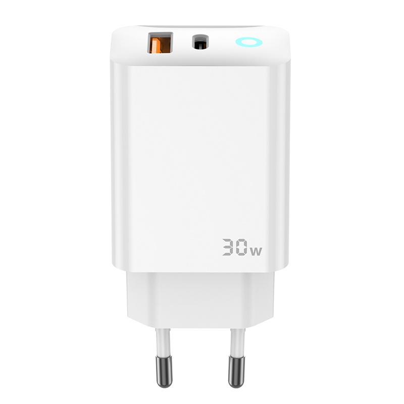 JELLICO wall charger EU13 GaN PD 30W 1xUSB-C + 1xUSB QC3.0 White