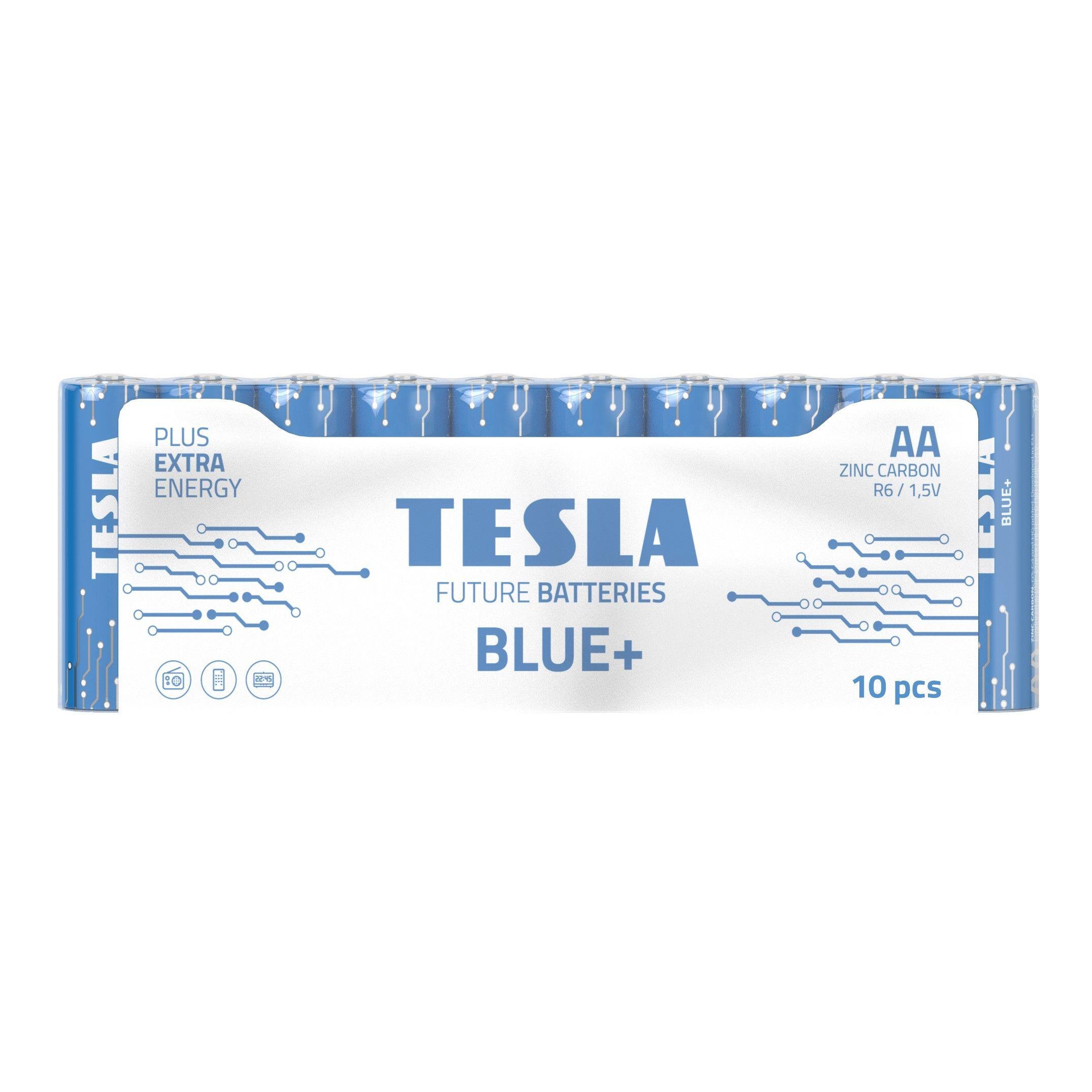 Zinko-uhlíkové baterie Tesla AA/R6/1,5V 10kusů BLUE+