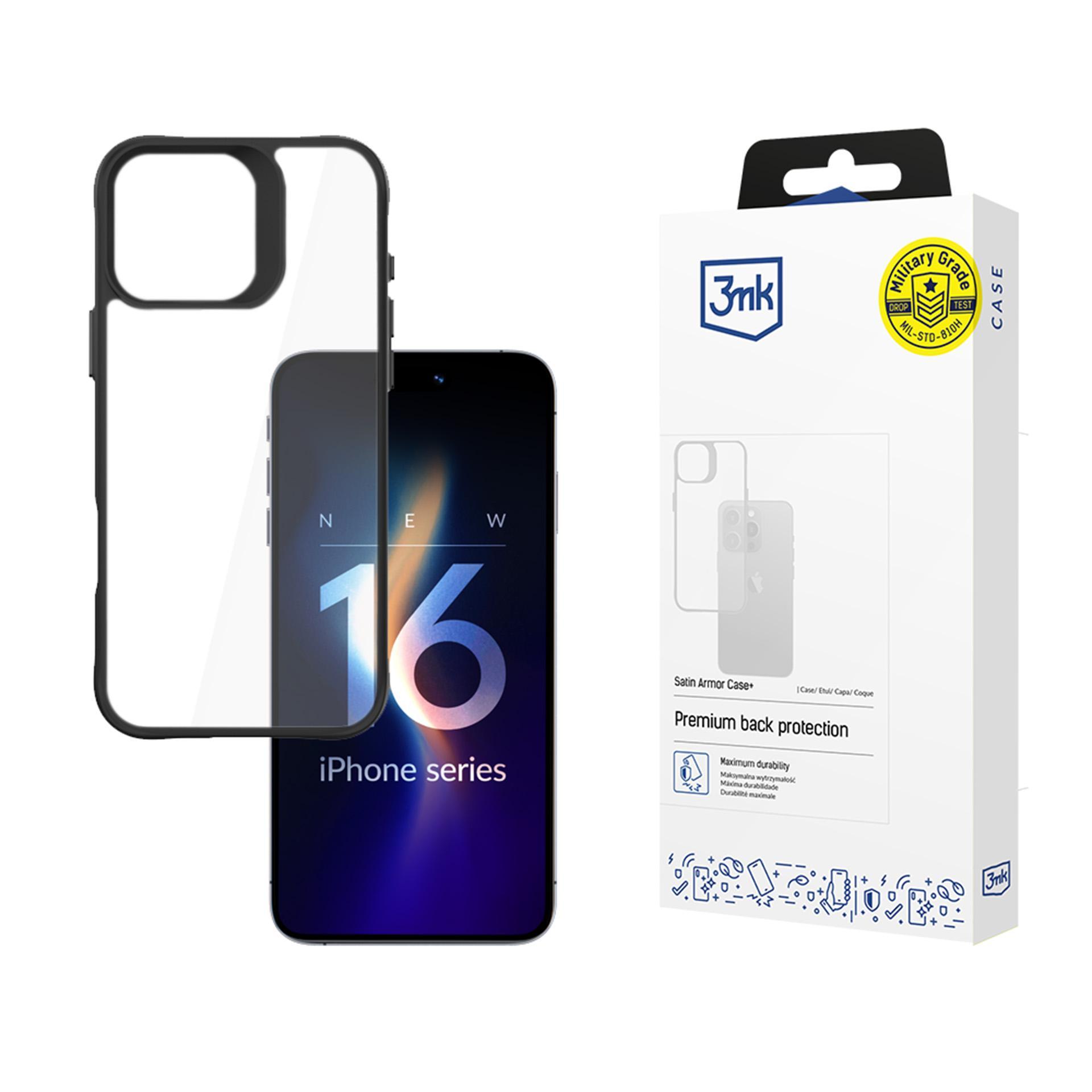 3MK Obal iPhone 16 Pro Max Satin Armor Case+ s černým rámečkem