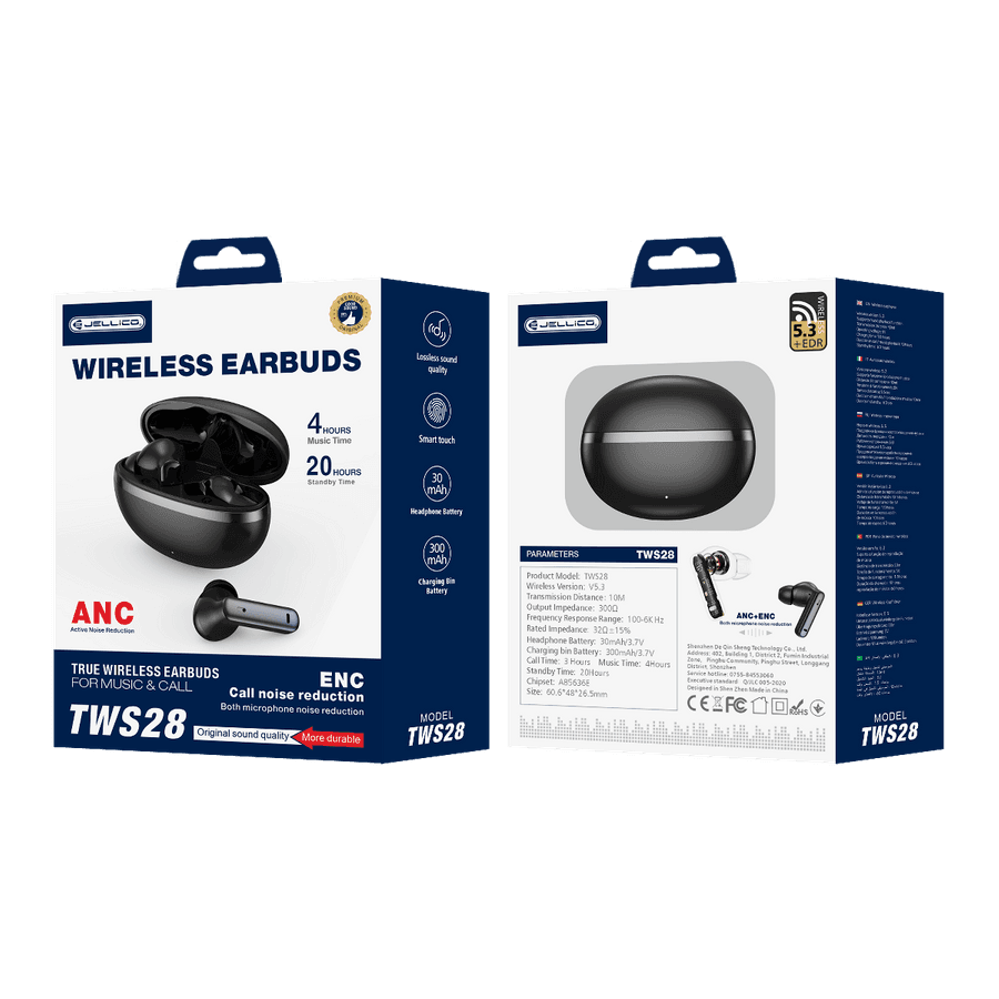 JELLICO wireless earphones (ANC+ENC) TWS28 Black