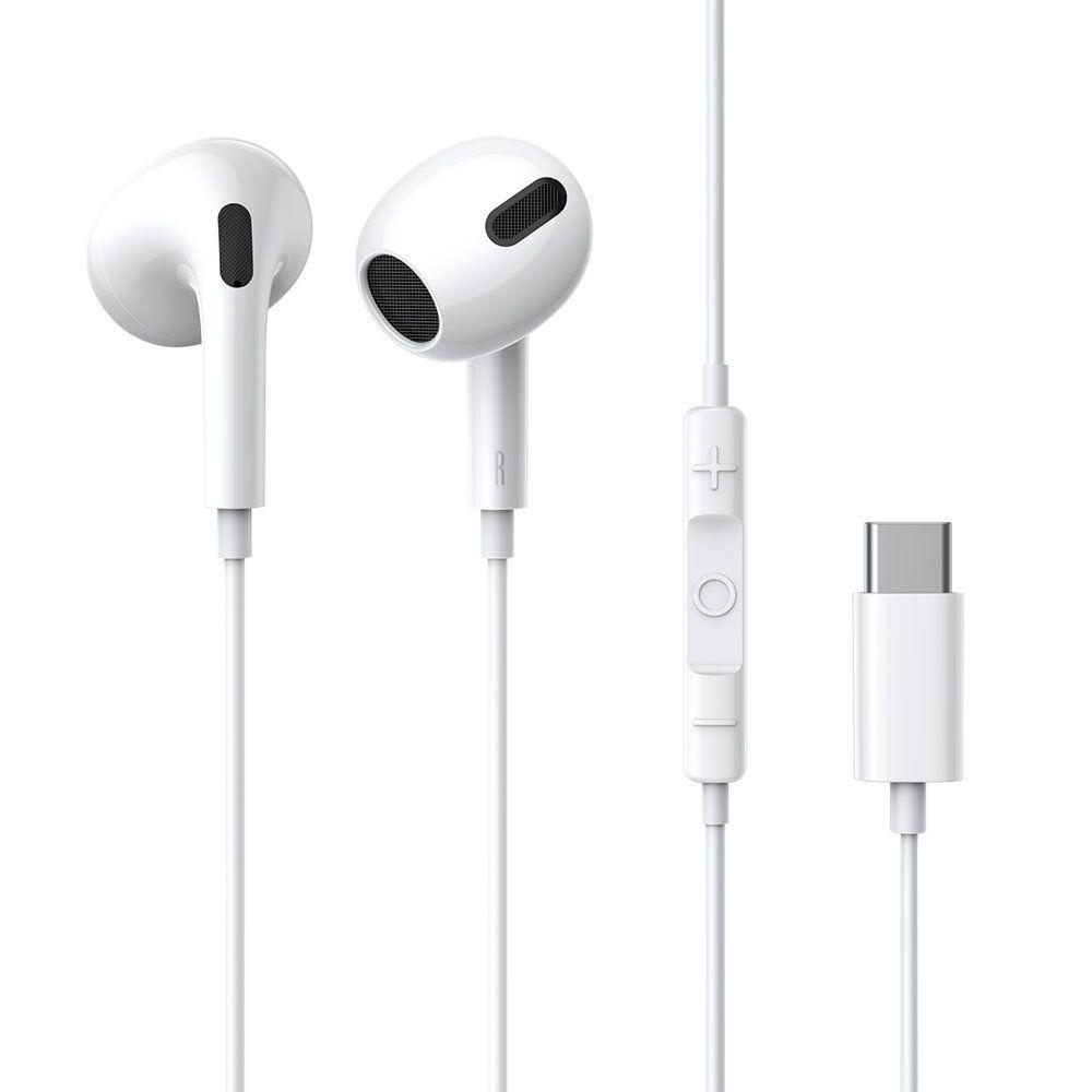 Kabelová sluchátka do uší Baseus encok c17 s mikrofonem USB typu c bílá - ngcr010002