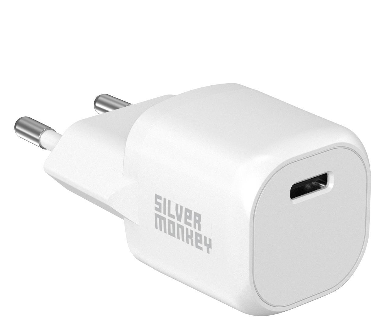 Silver Monkey Mini Síťová nabíječka PD 20W (USB-C) bílá