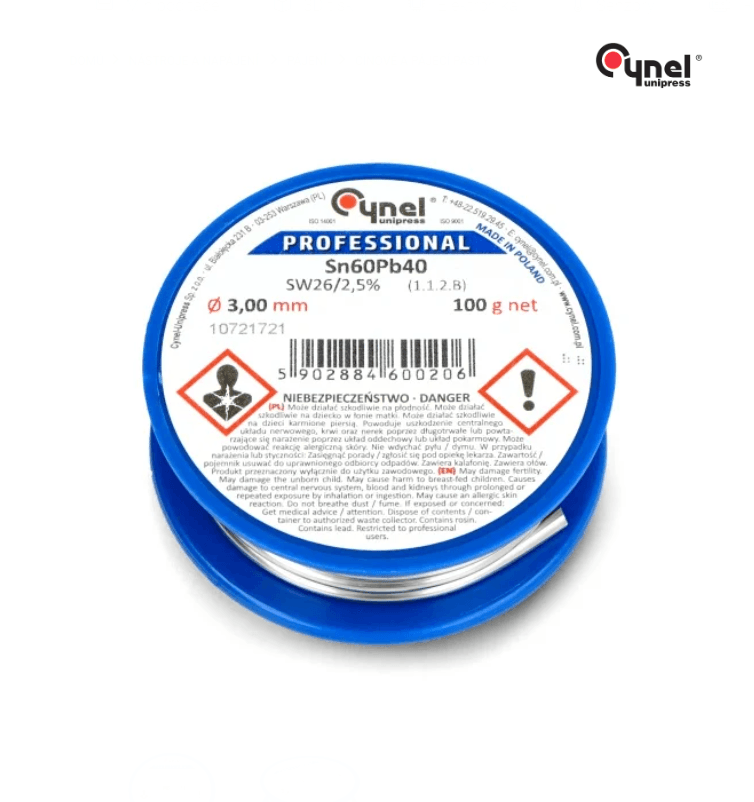 Soldering Tin / Cynel Sn60Pb40  with SW26 Flux 3mm 100g