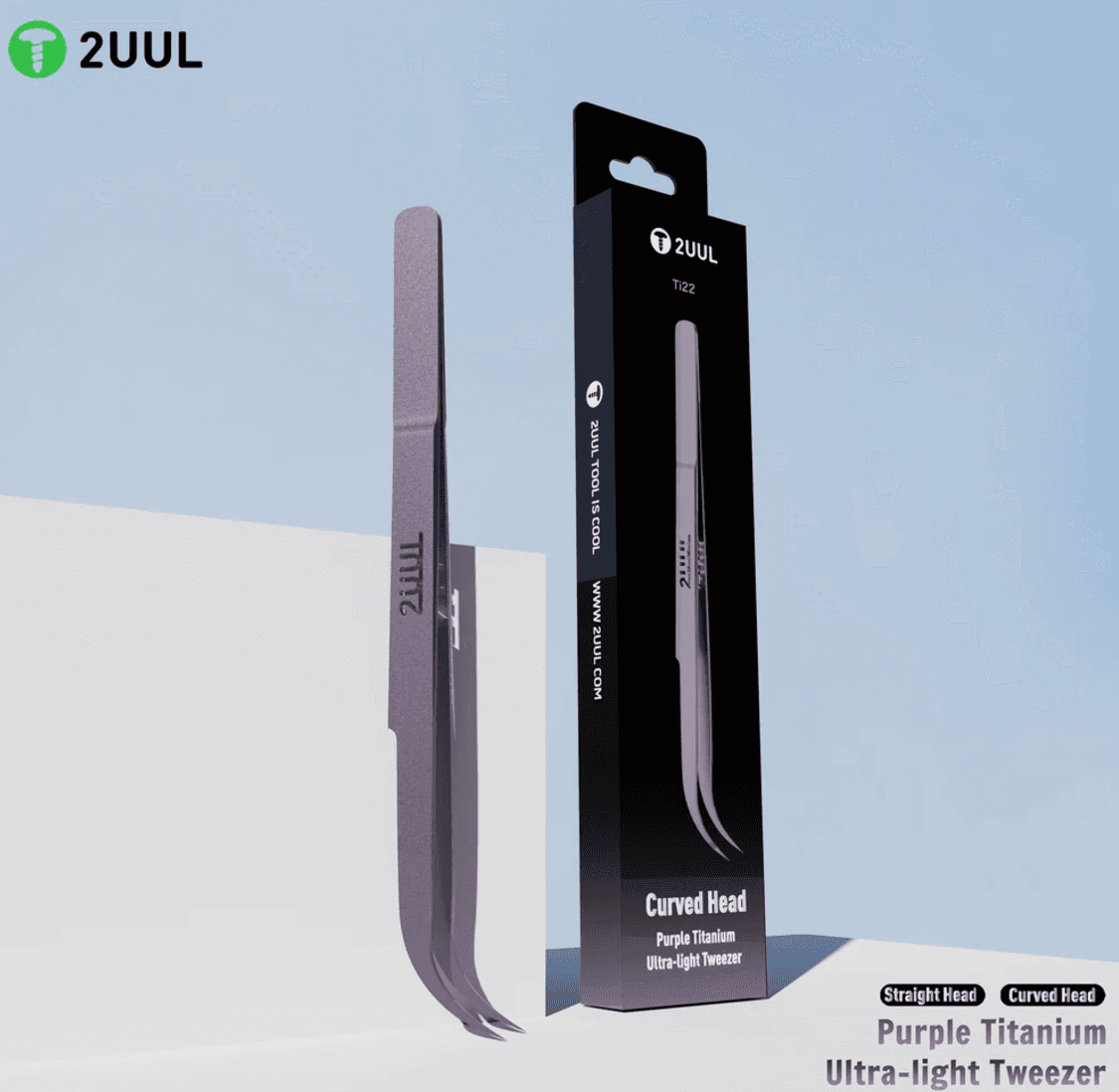 Precise tweezers 2uuL Ti22 ultralight curved titanium