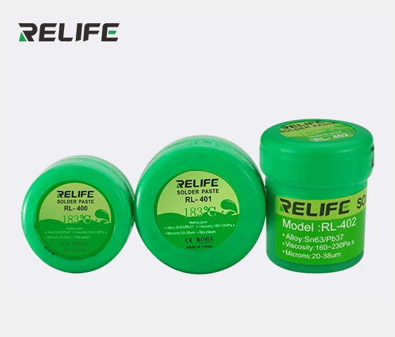 RELIFE RL-402 lead solder paste with a melting point of 183°C - 40g