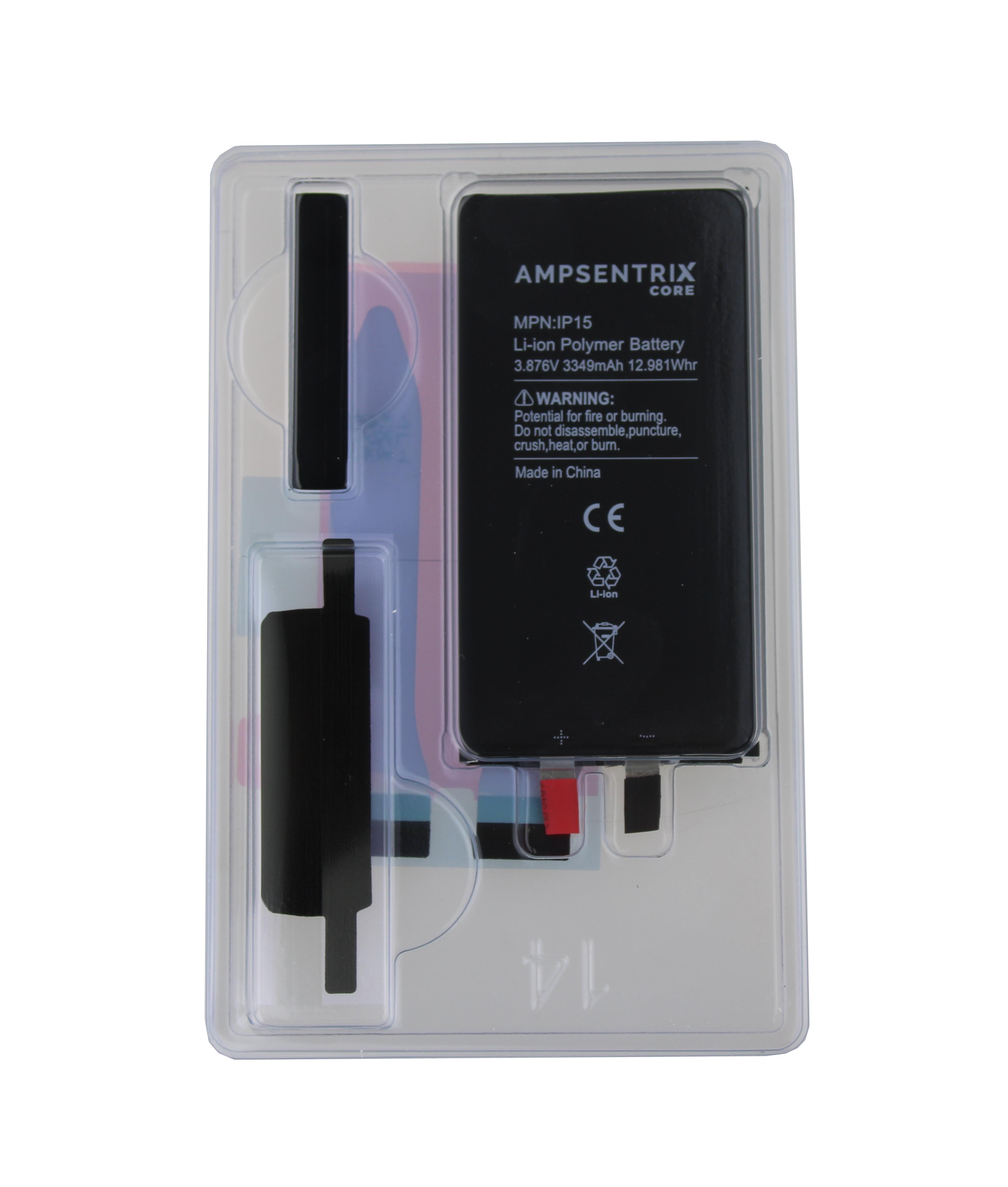 AmpSentrix Core Battery without Flex for iPhone 15 (Cell) 3349 mAh