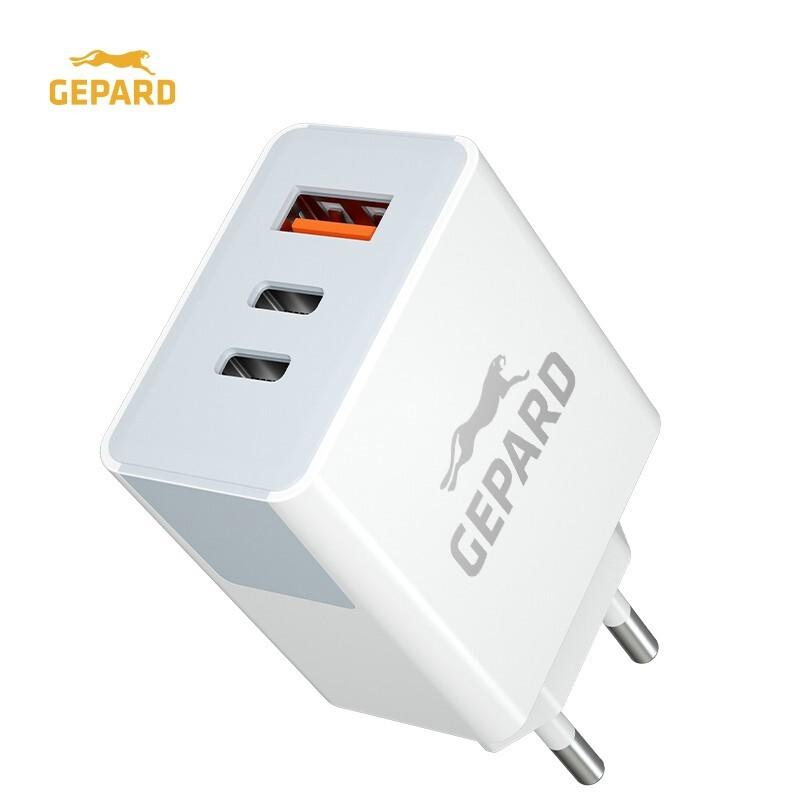 GEPARD wall charger PD 40W 2x USB-C + USB-A White