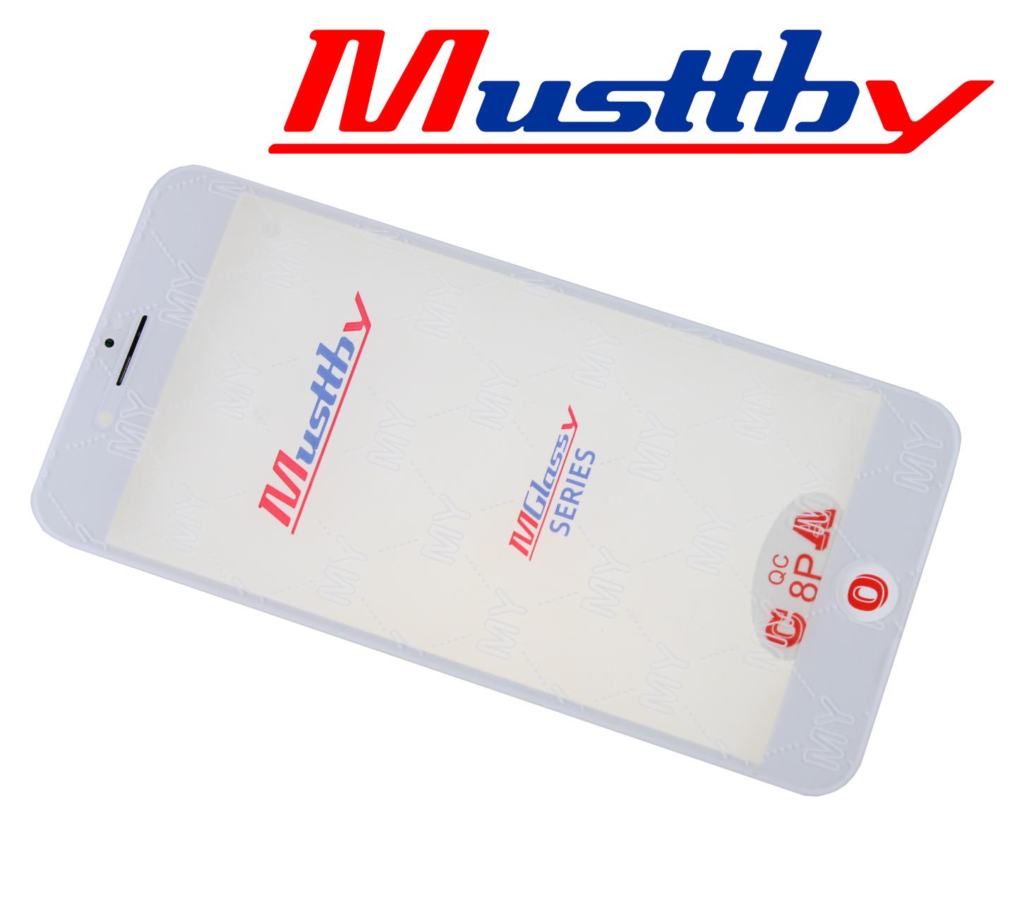 Sklíčko + OCA Musttby iPhone 8 Plus s bílým rámečkem