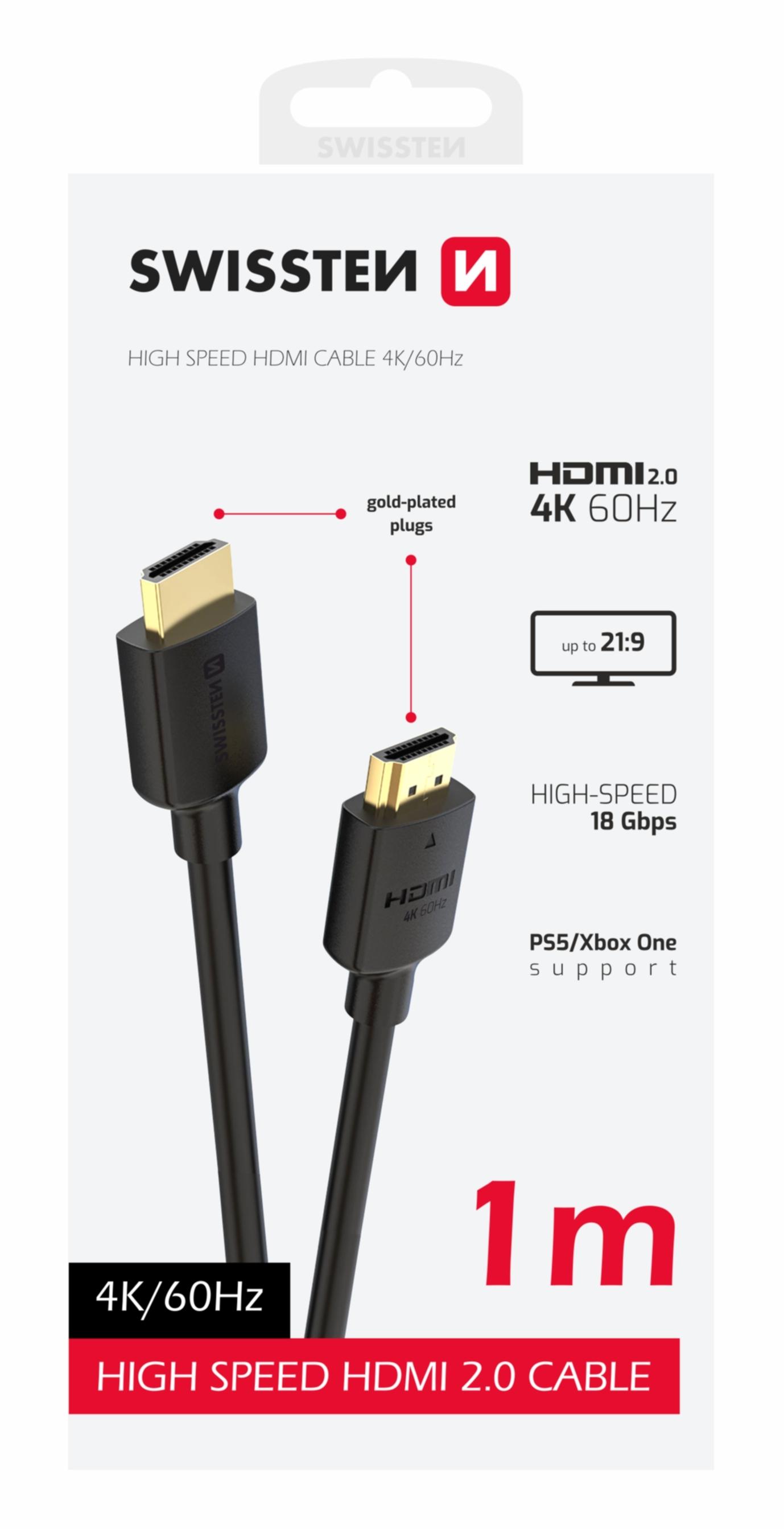 SWISSTEN Kabel HDMI 2.0 4K 60Hz 1m czarny