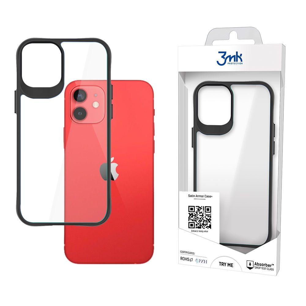 3MK Obal iPhone 12 mini Satin Armor Case+ transparentní s černým rámečkem