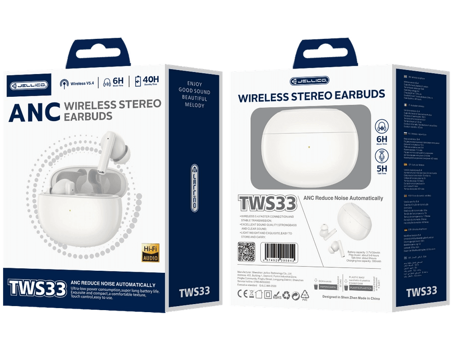 JELLICO wireless earphones (ANC) TWS33 White