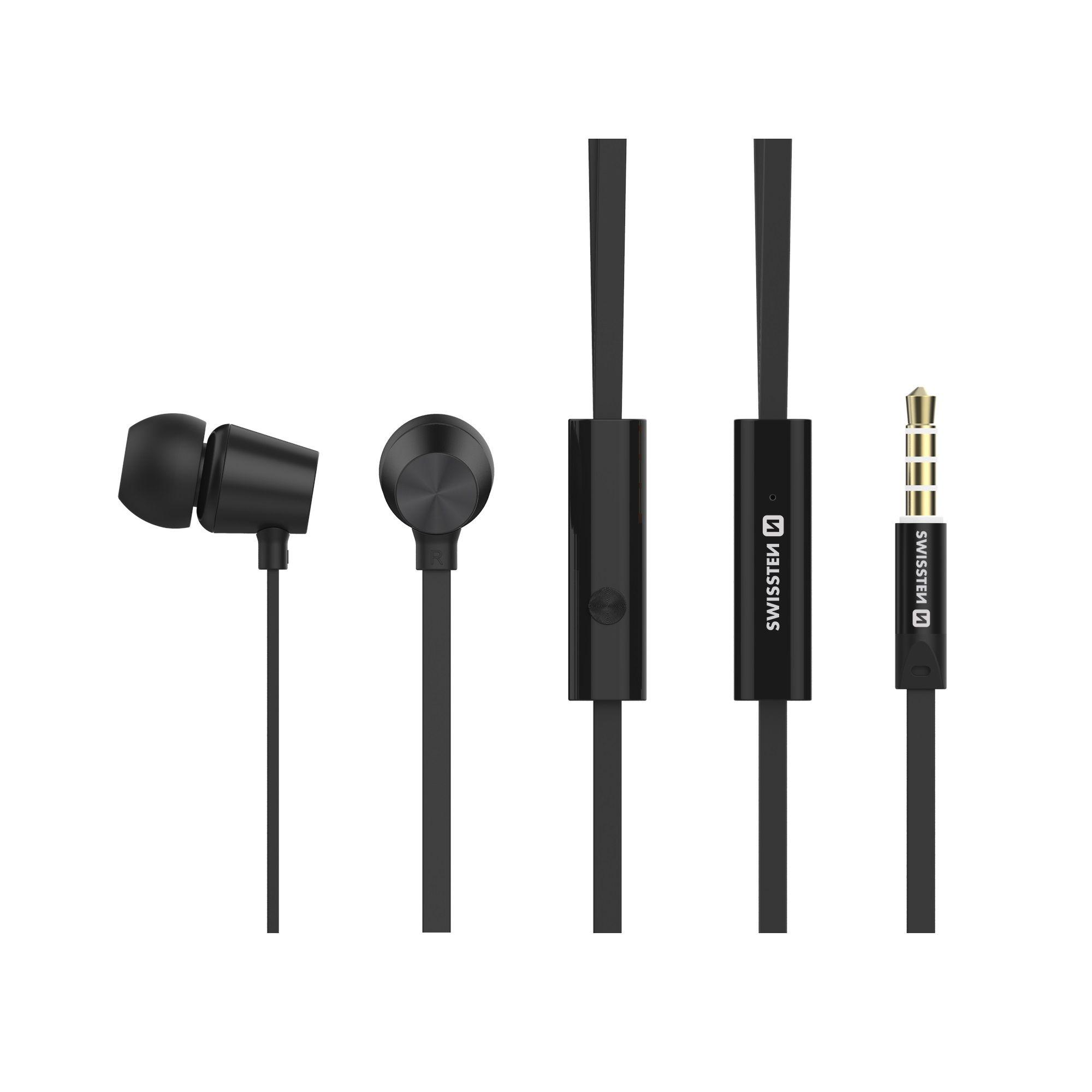 Swissten sluchátka YS500 černá - Metal Dynamic s mikrofonem pro iPhone - iPad - iPod a jiná zařízení