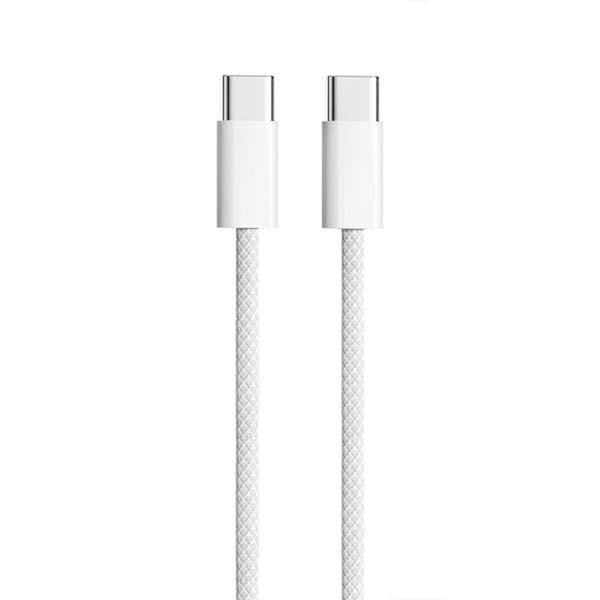 Kabel náhradní USB-C / USB-C pro iPhone 15 v opletu 2m bílý bulk