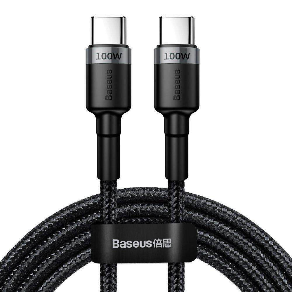 Baseus Cafule Cable wytrzymały nylonowy kabel przewód USB-C / USB-C PD2.0 100W 20V 5A 2m czarno-szary (CATKLF-ALG1)
