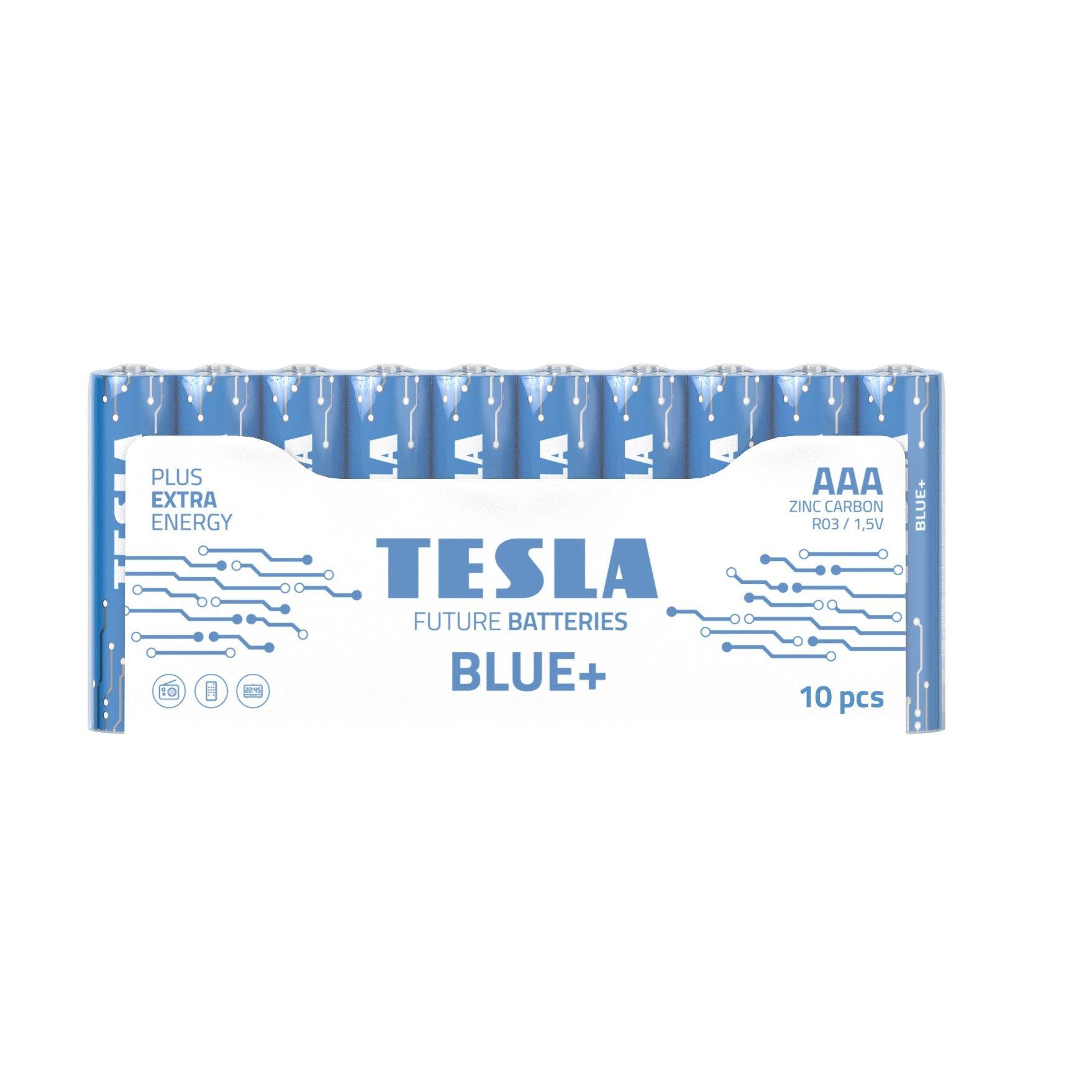 Zinko-uhlíkové baterie Tesla AAA/R03/1,5V 10kusů BLUE+
