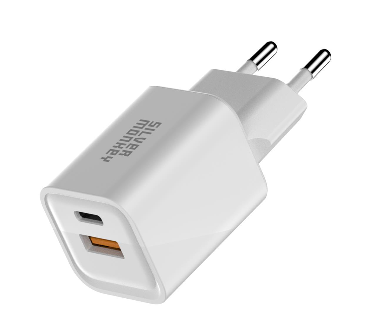 Silver Monkey GaN 35W Wall Charger USB-C PD, USB-A QC White