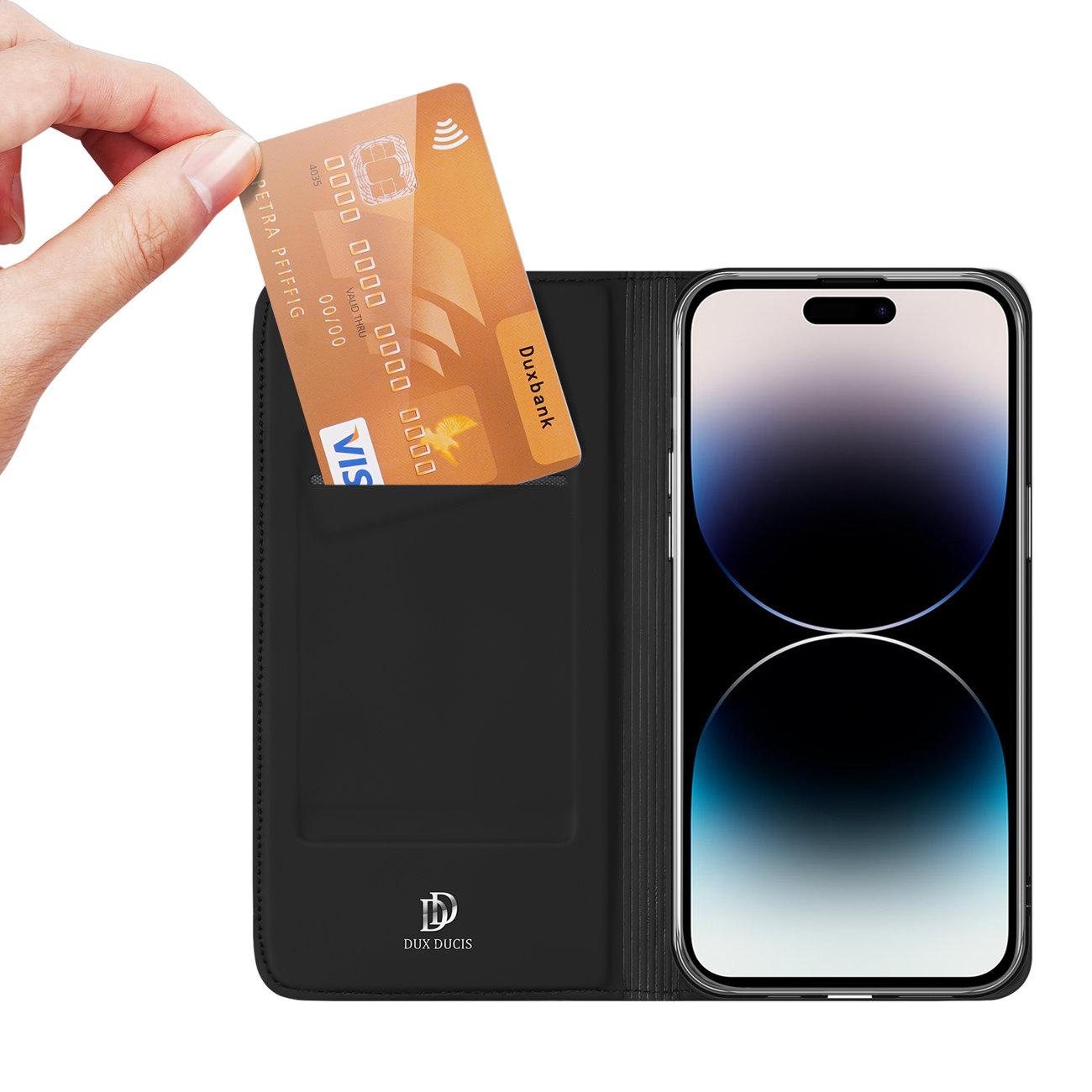 Obal iPhone 15 černé Dux Ducis Skin Pro flipové a peněženkové pouzdro - flip- kniha