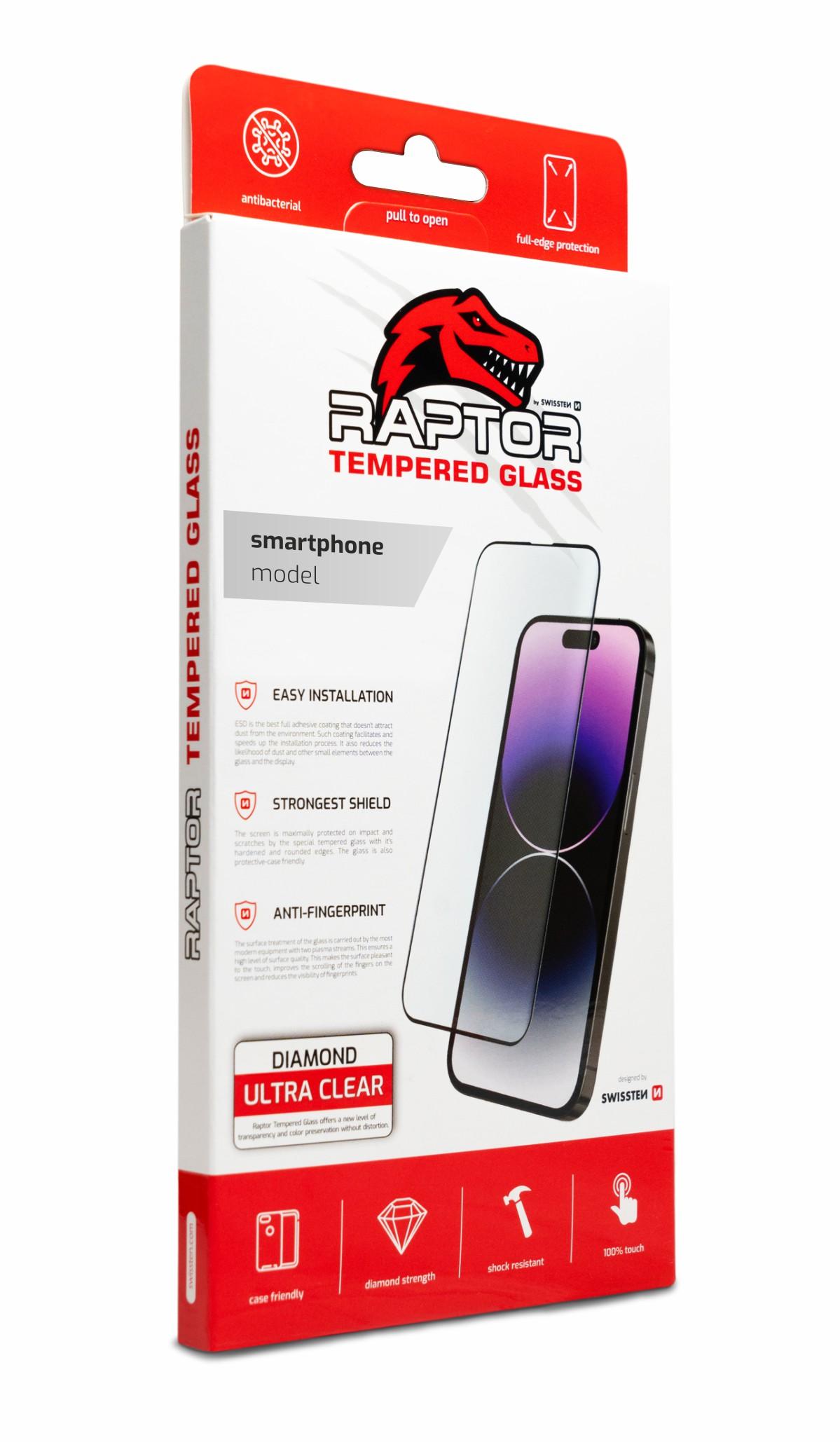 Swissten ochranné tvrzené sklo iPhone 15 černé 3D Raptor