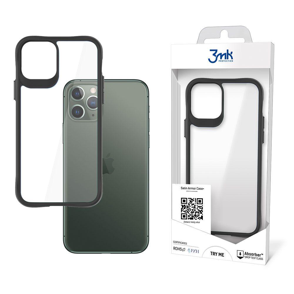 3MK Obal iPhone 11 Pro Max Satin Armor Case+ transparentní s černým rámečkem