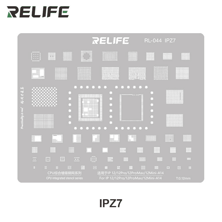 Šablona na opravu pro IC BGA iPhone 12 / 12 Pro / 12 Pro Max / 12 Mini RELIFE RL-044 IPZ7