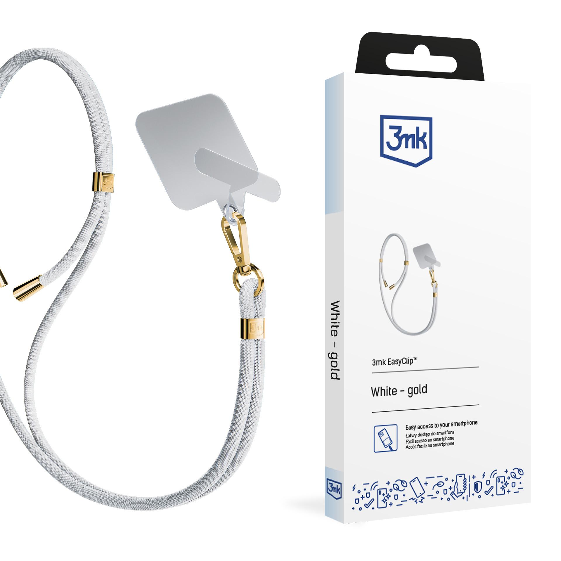 3mk EasyClip - lanyard for phone - White (gold)