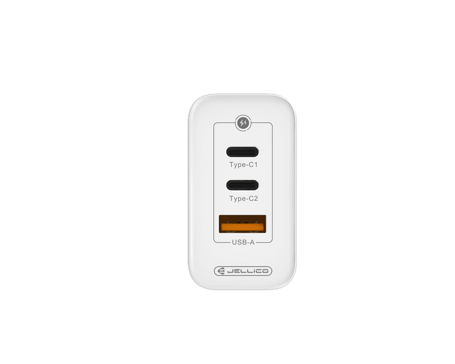 JELLICO ładowarka sieciowa - C79 GaN PD 65W 2x USB-C + 1x USB QC3.0 biała