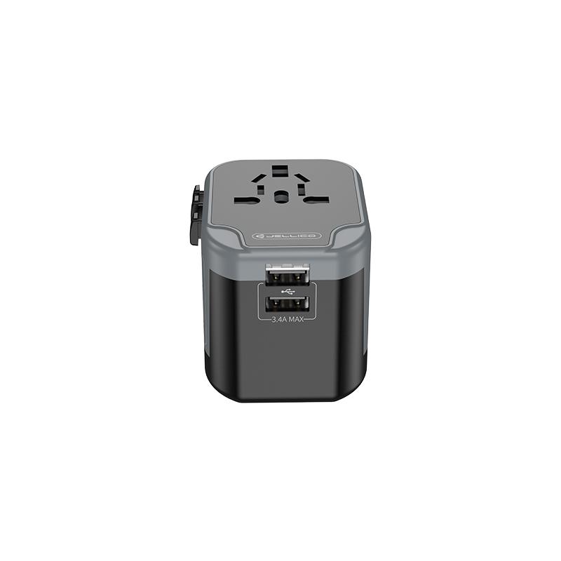 JELLICO universal travel adapter S3 3.4A Max 2400W Black