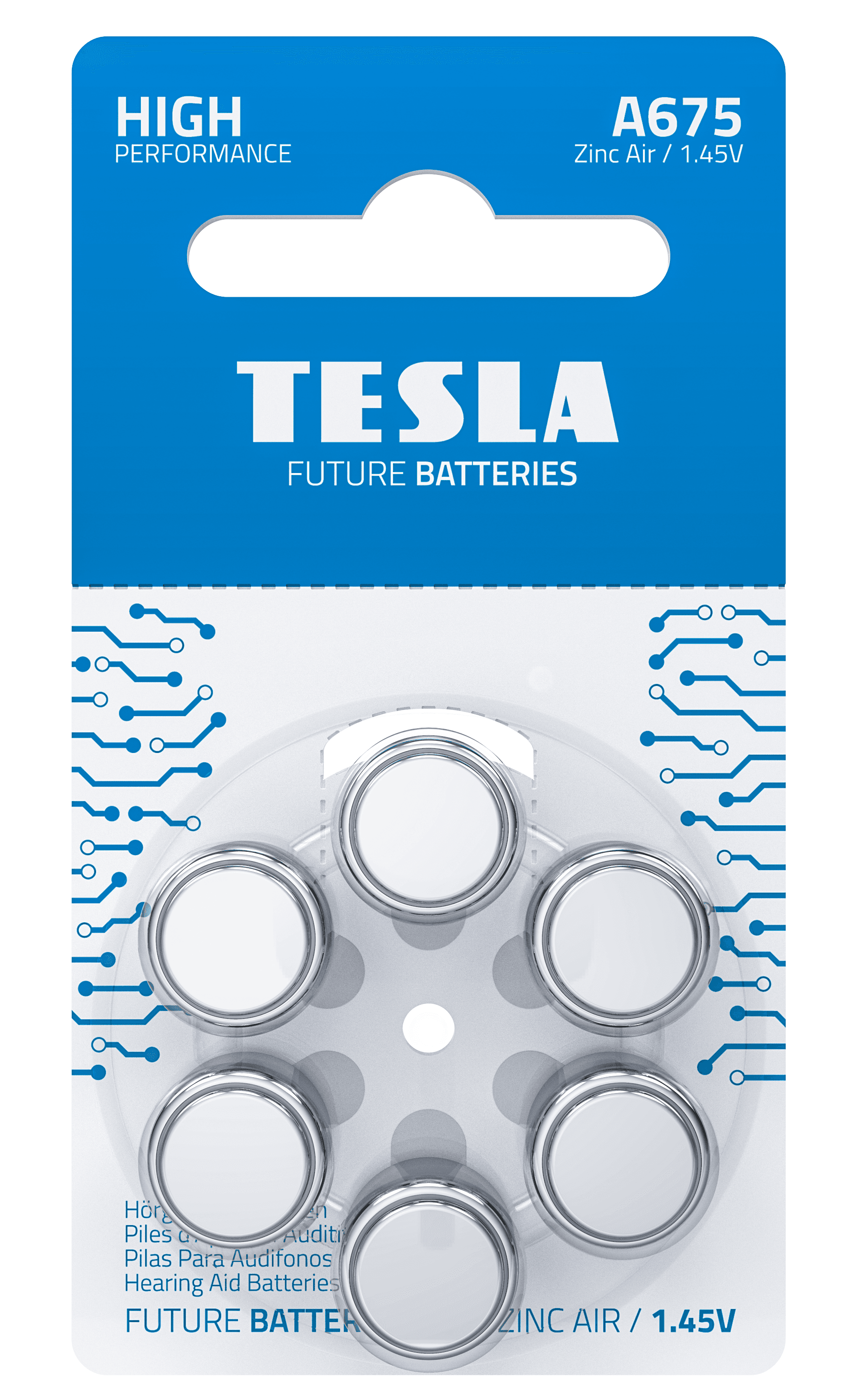 Baterie do naslouchátka Tesla A675/PR44/1,45V 6kusů