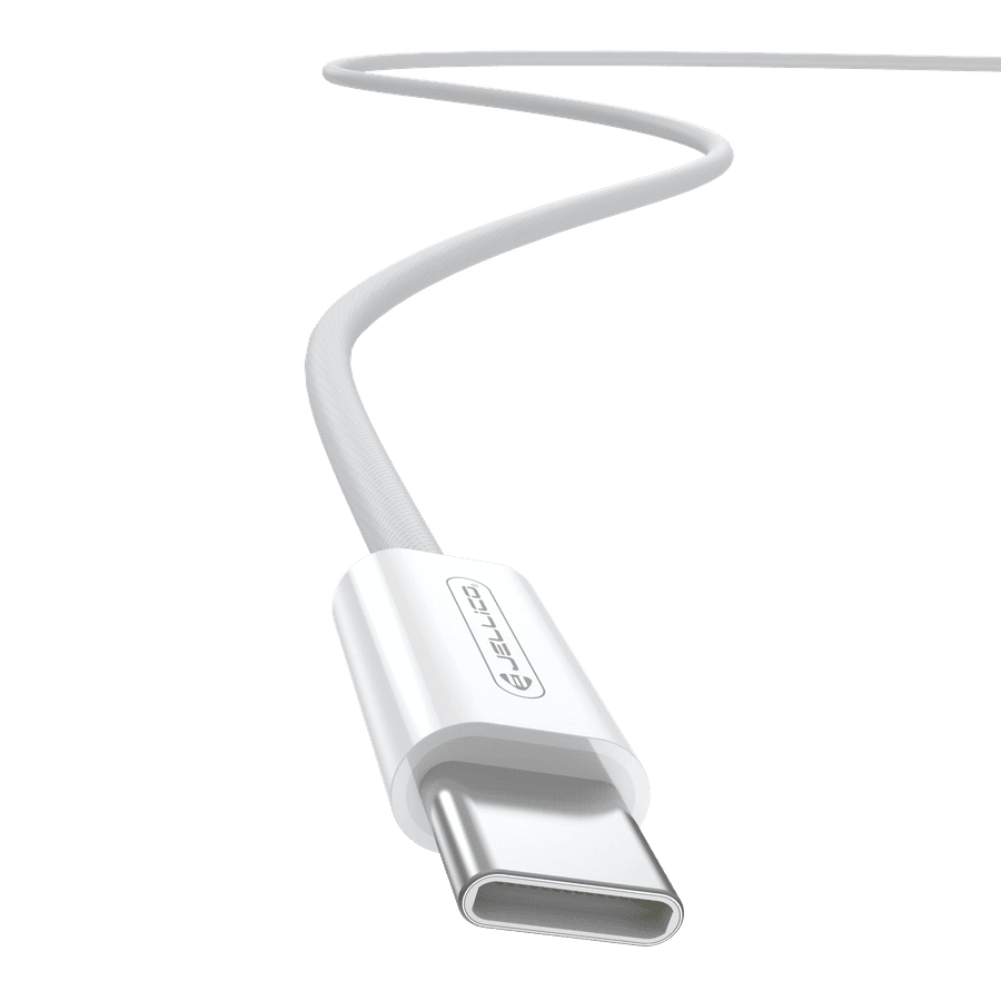 Kabel Jellico IP15 USB-C/USB-C 60W 1m nylonový oplet bílý