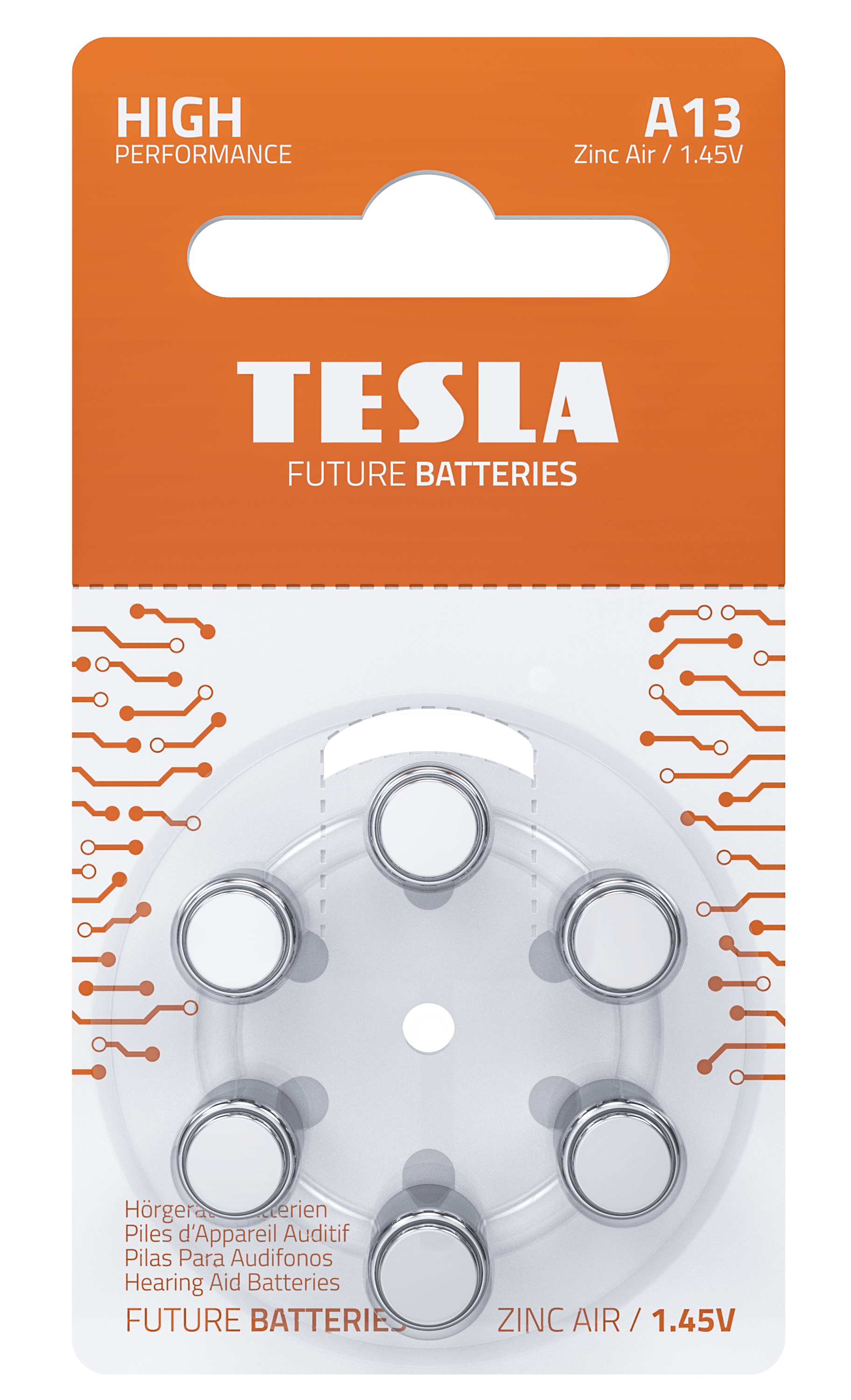 Baterie do naslouchátka Tesla A13/PR48/1,45V 6kusů
