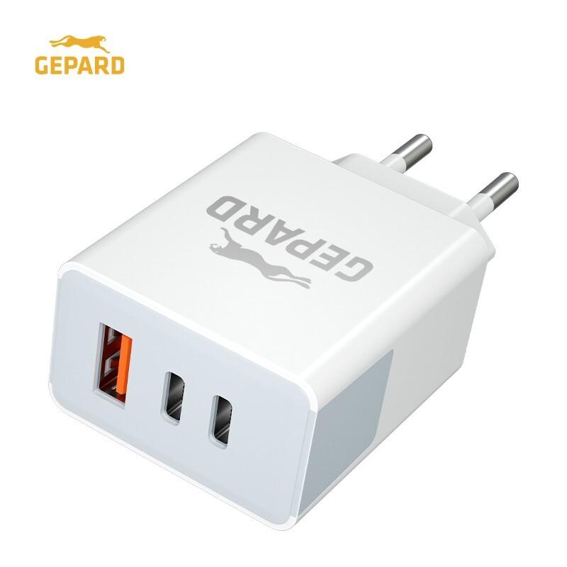 GEPARD wall charger PD 40W 2x USB-C + USB-A White