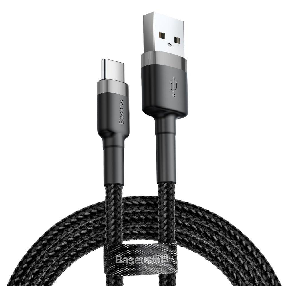 Baseus nylonový USB kabel USB-C QC3.0 3A 0,5M černošedý CATKLF-AG1