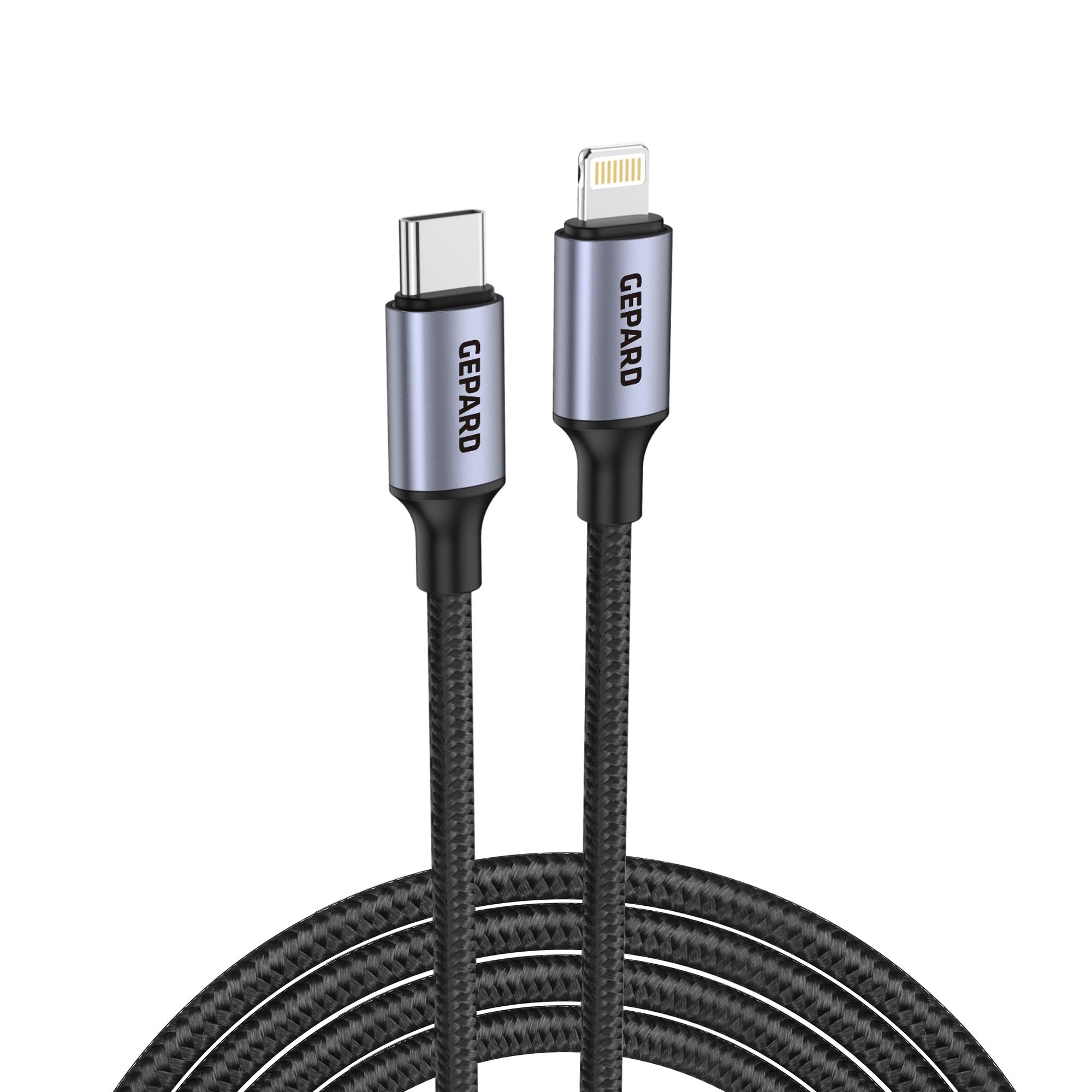 GEPARD kabel USB-C - Lightning PD 20W metal 2 m czarny