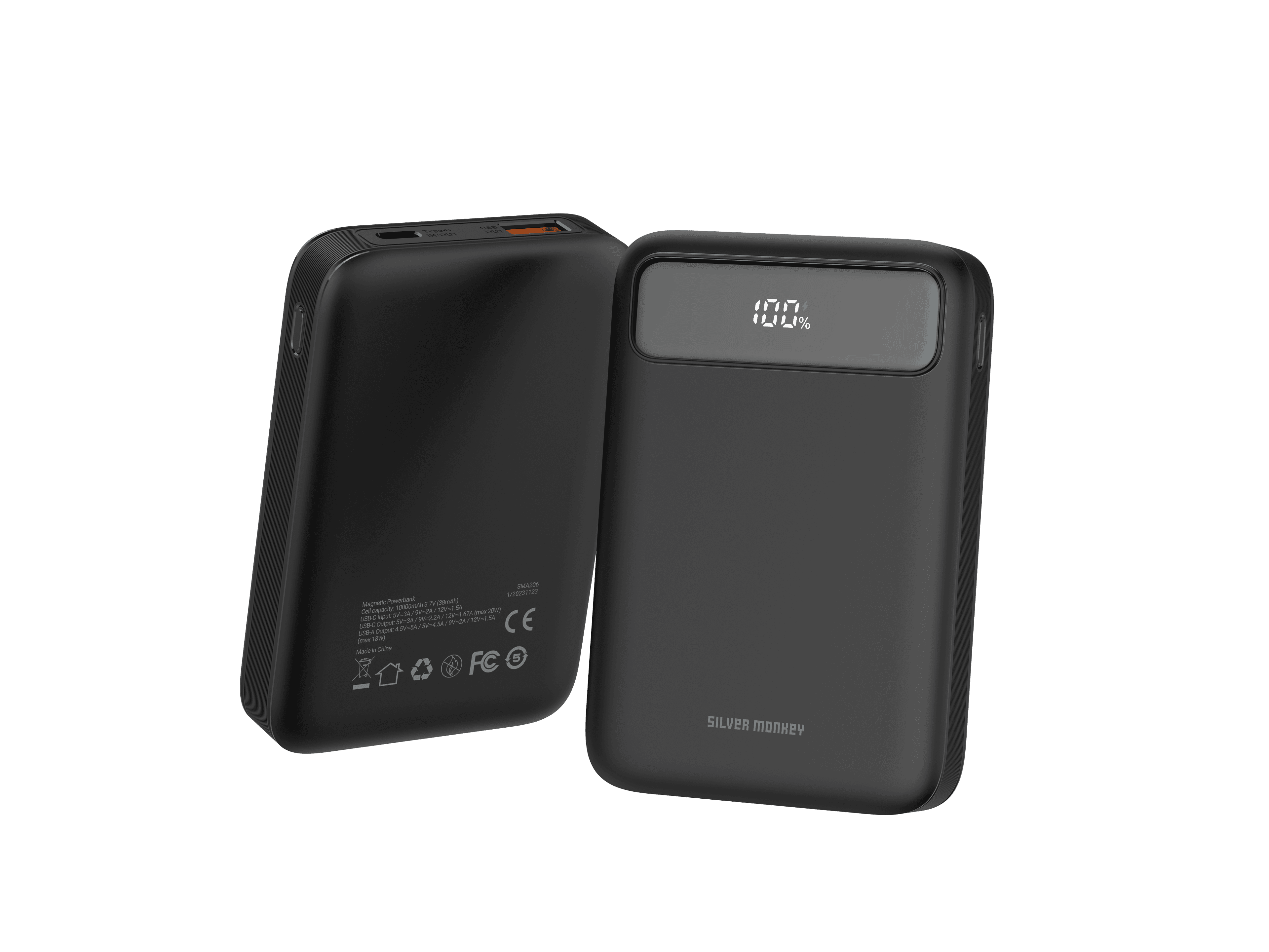 Silver Monkey Power Bank 10 000 mAh USB-A USB-C PD 22,5W Czarny