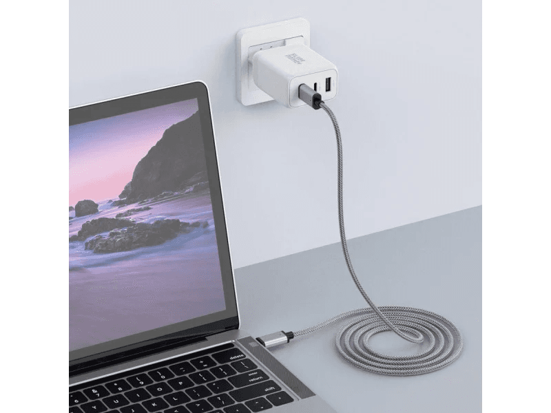 Silver Monkey GaN 65W Wall Charger 2x USB-C PD, USB-A QC 3.0 White