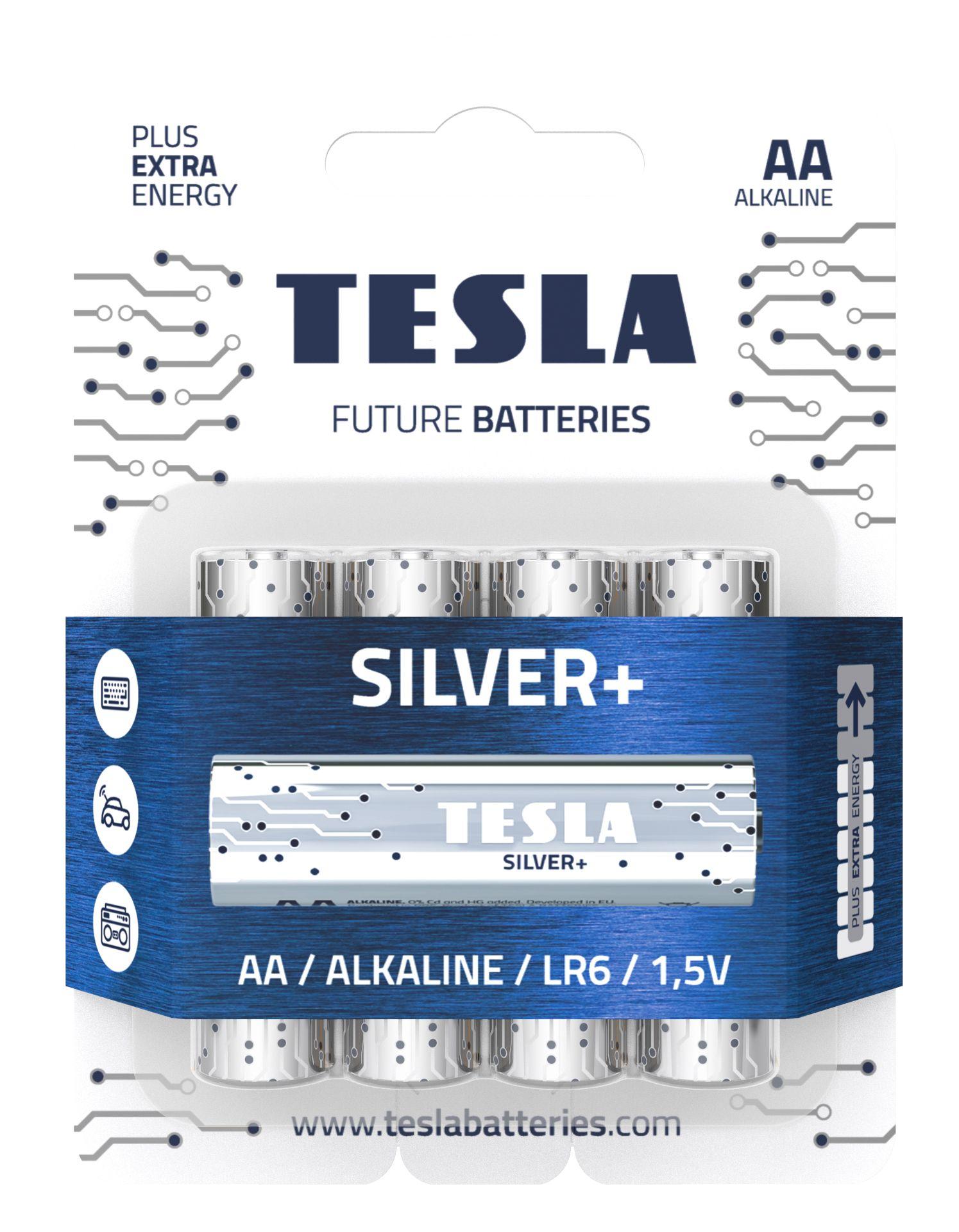 Alkalické baterie Tesla AA/LR6/1,5V 4kusy Silver+