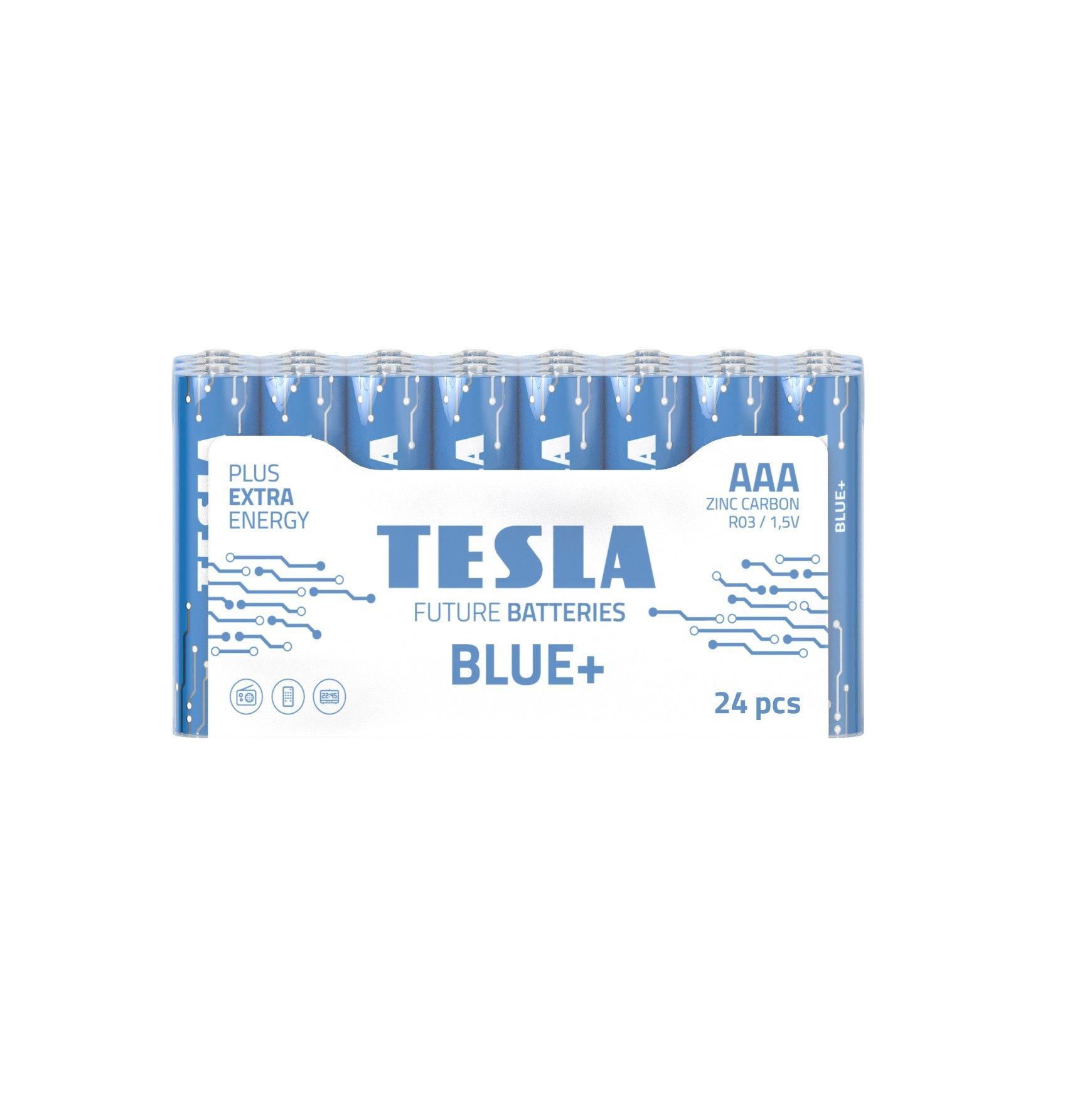 Zinko-uhlíkové baterie Tesla AAA/R03/1,5V 24kusů BLUE+