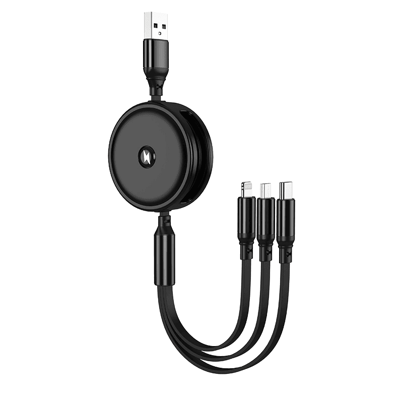 JELLICO cable B19 USB / USB-C + Lightning + microUSB 3in1 3.1A 1.2M Black