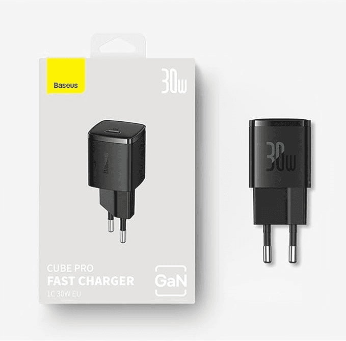 Baseus wall charger adapter GaN3 Cube Pro USB-C 30W black