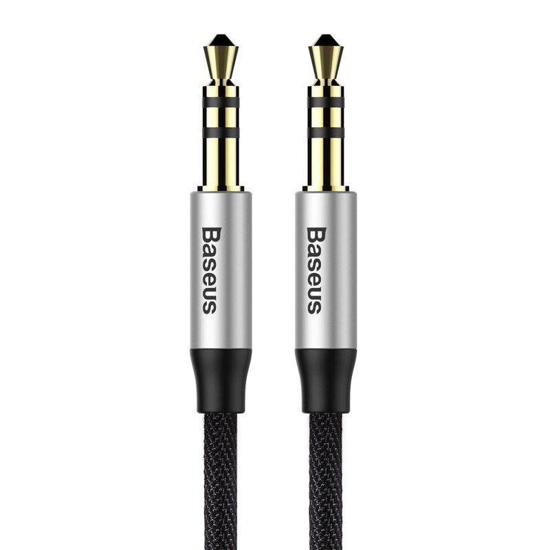 Baseus Kabel AUX audio mini jack 3,5mm Yiven 1m czarno-srebrny (CAM30-BS1)