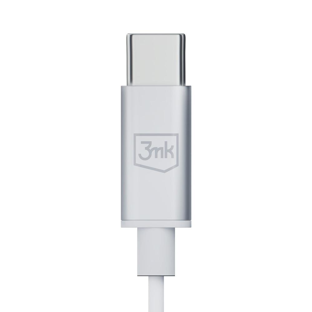 3MK kabelová sluchátka USB-C bílé