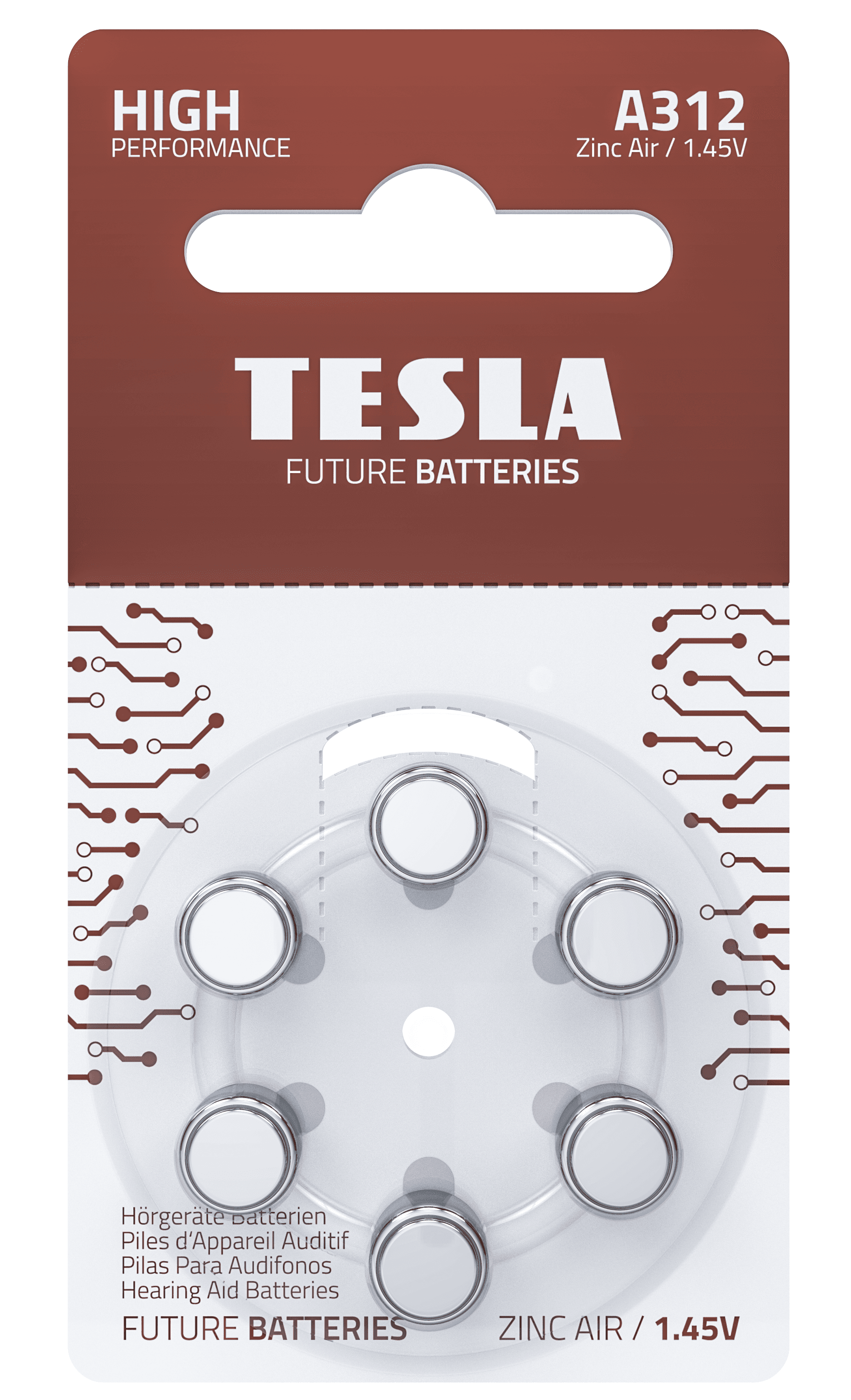 Baterie do naslouchátka Tesla A312/PR41/1,45V 6kusů