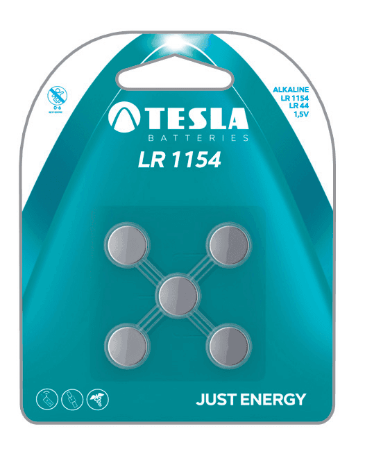 Alkalická manganová baterie bez obsahu rtuti Mercury Free Alkaline Manganese baterieTesla LR1154 5ks