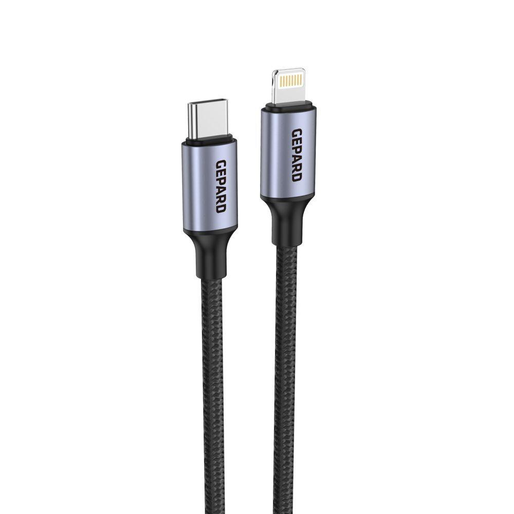 GEPARD kabel USB-C - Lightning PD 20W metal 1,2 m czarny