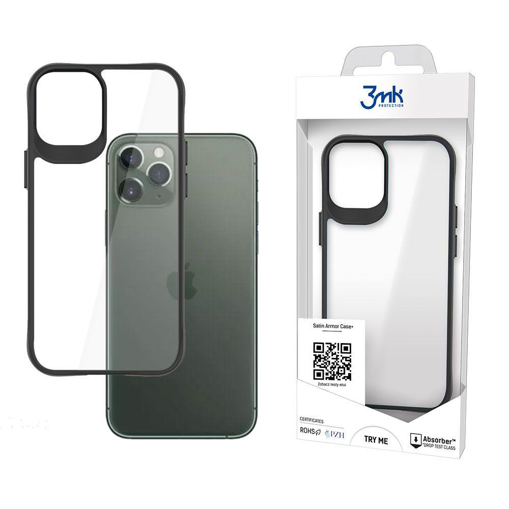 3MK Obal iPhone 11 Pro Satin Armor Case+ transparentní s černým rámečkem