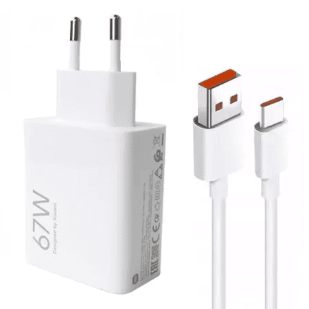 Original Xiaomi MDY-12-EH 6A 67W QC 3.0 Wall Charger + MiCharge Turbo 6A USB-C Cable White (bulk)